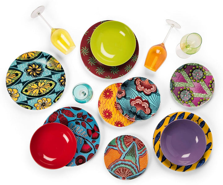 Excelsa Africa serviciu de farfurii 18 piese, porțelan și ceramică, multicolor Naty Shop