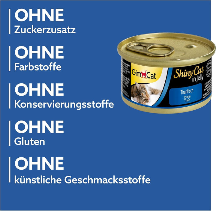 Gimcat Shinycat in Jelly Tuna - hrană umedă cu pește și taurină pentru pisici - 24 cutii (24 X 70 G)