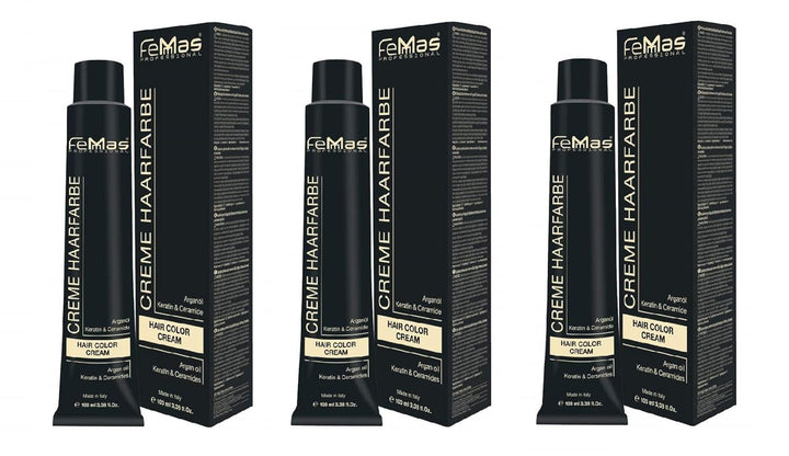 FemMas Hair Colour Pure & Mix Red I Cremă profesională cu ulei de argan, keratină și ceramide I Ca o vopsea de păr permanentă sau nuanță pentru rezultate radiante, de lungă durată I 100 ml Vopsea pentru par Naty Shop Roz metalic Pachet de 3