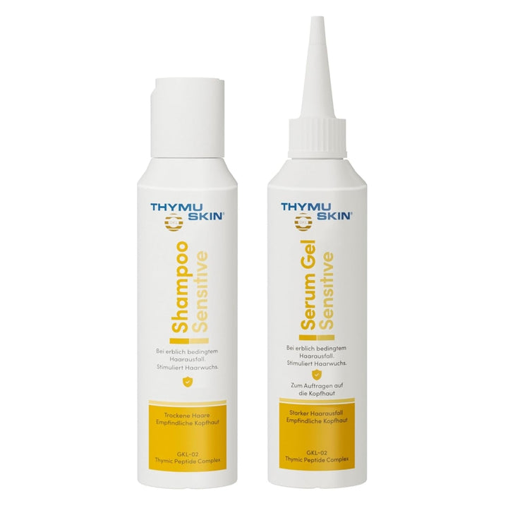 THYMUSKIN Sensitive Set, stimulează creșterea părului, set 100 ml șampon + 100 ml ser gel Ingrijire par THYMUSKIN 200 ml Fara parfum