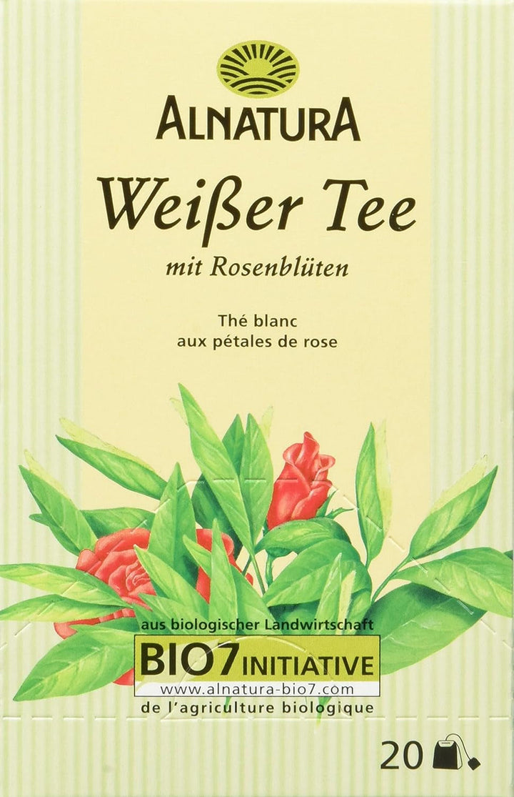 Ceai alb organic cu petale de trandafir, 20 pliculețe, 30 g