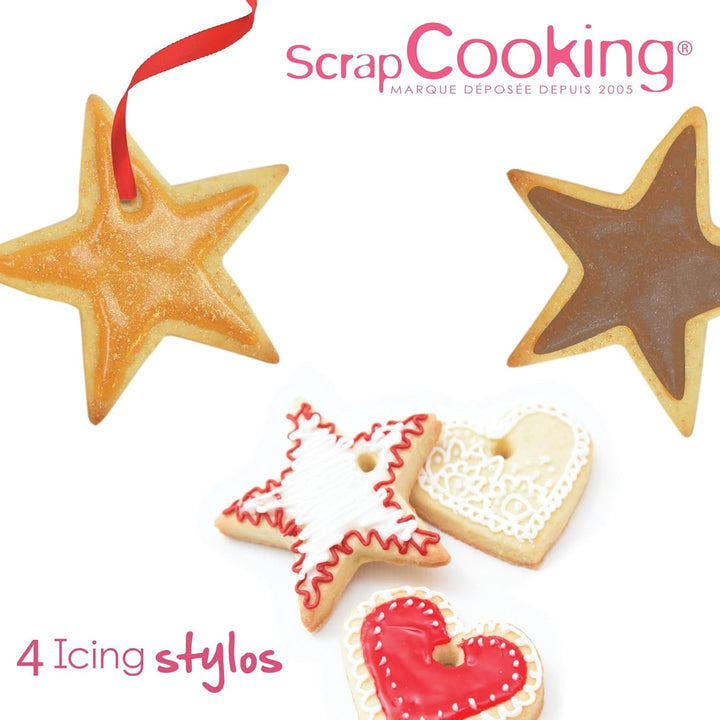 Scrapcooking – 4 Pieces of Parts Markers: Gold, Chocolate, White & Red – Edible Food Pens Decorative for Writing and Drawing on Desserts, Cakes and Biscuits Coloranti Alimentari Naty Shop