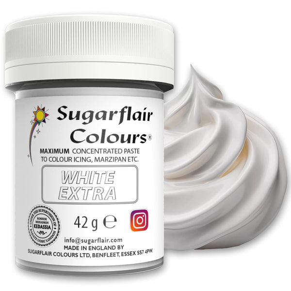 Sugarflair Lebensmittelfarbe Max Konzentriert White Extra, Lebensmittel Farbstoff Hoch Konzentriert Für Marzipan Und Fondant, Max Concentrate Paste Colour - 42G Coloranti Alimentari Naty Shop Default Title