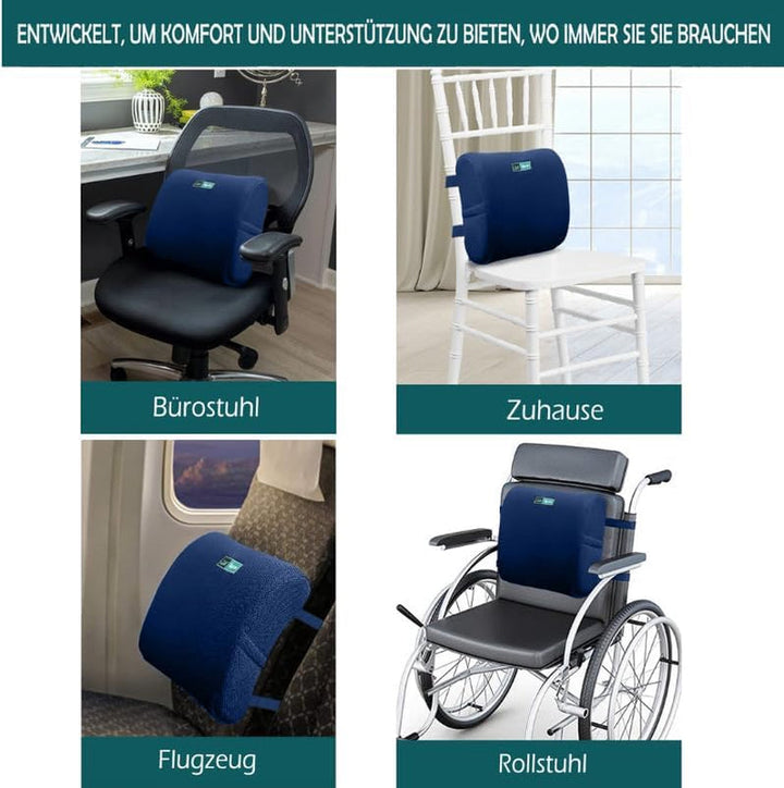 Perna spate ergonomică albastră ameliorează și previne durerile de spate - pernă lombară din spumă de memorie pentru birou, scaun cu rotile, acasă (albastru marin) Perne lombare Naty Shop