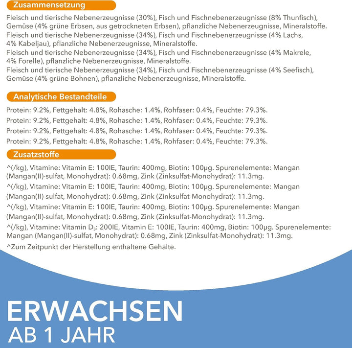 Hrană umedă pentru pisici IAMS Delights Sea Collection - Multipack cu sortimente de pește (somon, ton, macrou, pește de mare) în sos, hrană umedă pentru pisici de la 1 an în sus, 12 X 85G