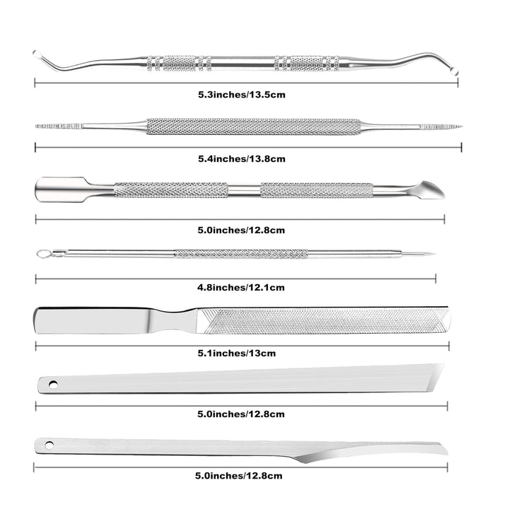 7-Teiliges Set Mit Feilen Und Hebern Für Eingewachsene Zehennägel, Set Aus Edelstahl Zum Entfernen Eingewachsener Zehennägel, Nagelreiniger Für Die Unternagelpflege, Pediküre-Werkzeuge
