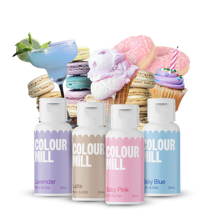 Colour Mill, coloranti alimentari pe baza de ulei, set pastel, 4 x 20 ml Coloranti Alimentari Naty Shop