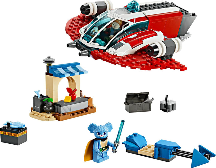 LEGO Star Wars: Aventurile tinerilor Jedi Crimson Firehawk, Set de pornire pentru copii cu navă spațială construibilă, bicicletă Speeder și 3 figuri, cadou pentru băieți și fete de la 4 ani 75384 Seturi de constructie Besuche den LEGO-Store