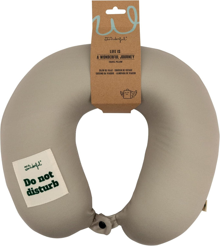 Mr Wonderful - Pernă de călătorie - Do Not Disturb - Pernă de călătorie cu buton în față pentru reglare în timpul utilizării Perne calatorie Naty Shop
