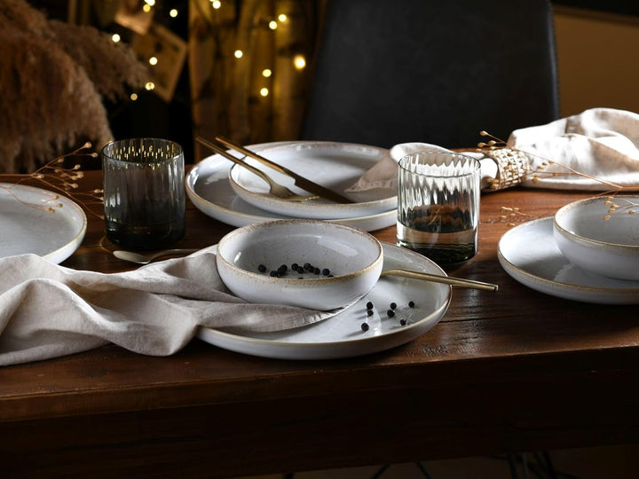 Creatable, 23715, Serie Uno Vintage Offwhite, 12-Teiliges Geschirrset Für 4 Personen, Teller Set Aus Steinzeug, Spülmaschinen- Und Mikrowellengeeignet, Made in Portugal Seturi vesela masa Naty Shop