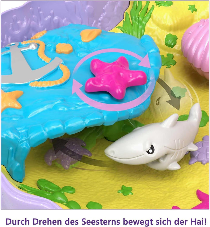 Sicriu Polly Pocket, sac de cochilie pentru înfășurat în jurul temei subacvatice, cu 2 păpuși și 1 submarin, jucărie sirenă Polly Pocket, jucărie de la 4 ani, GNH11 Papusi Naty Shop