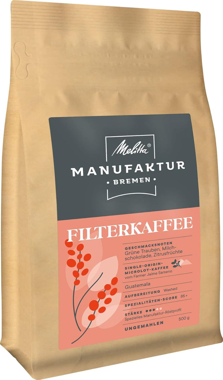 Cafea specială Melitta Manufaktur-Kaffee Caffè Crema, cafea de fermă de origine unică din Costa Rica, prăjită în Germania Cafea Naty Shop 500 grame Ciocolată cu lapte