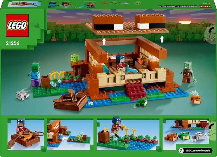 LEGO Minecraft The Frog House, casă de jucărie cu figuri, inclusiv zombie, slime și om înecat, plus accesorii precum barcă de jucărie și banc de lucru, cadou pentru băieți și fete de la 8 ani 21256 Seturi de constructie Besuche den LEGO-Store