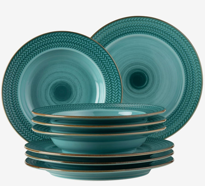 MÄSER 931941 Seria Prospero, serviciu de cafea modern din 12 piese (4 persoane) în stil vintage Seturi vesela masa Naty Shop Turcoaz Serviciu de cină