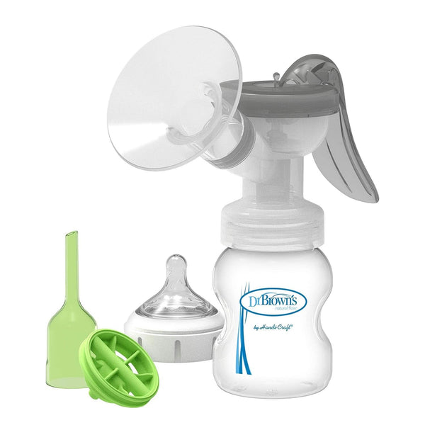 Pompă manuală de sân cu protecție 100% silicon Softshape (B, flanșă de 25 mm) și opțiuni anti-colici + biberon cu gură largă de 150 ml cu tetina cu flux lent de nivel 1 Accesorii Hrana si Alaptare Bebe Naty Shop