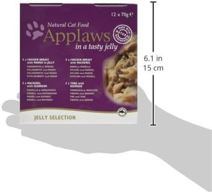 Applaws Natural Wet Cat Food, Multipack Selecție de pui și pește în jeleu, cutii de 70 g (pachet de 12)
