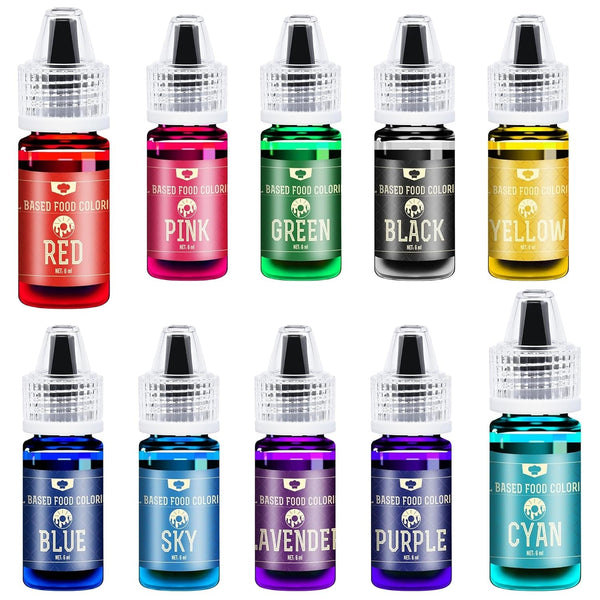 Fettlösliche Lebensmittelfarbe Für Schokolade - 10 Farben Ölbasis Lebensmittelfarben Fondant, Backen, Kuchen, Kekse - Flüssige Geschmacklos Food Coloring Für Kakaobutter, Torten, Buttercream - 6Ml Je Naty Shop 6 Ml (10Er Pack)