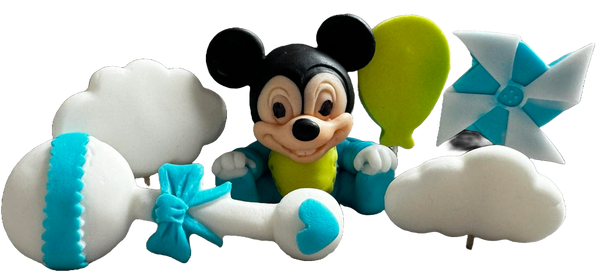 Set 6 decoratiuni comestibile din zahar, Mickey Mouse Decoratiuni din Pasta de Zahar Naty Shop