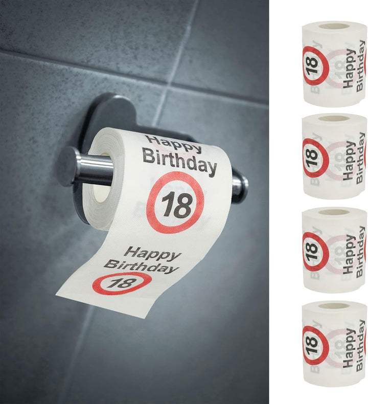 Set de 4 hârtii igienice "La mulți ani 40" │40th birthday 24 metri 2-țesături 180Gr/Qm │ Hârtie igienică motiv hârtie igienică (4 X hârtie igienică 40)