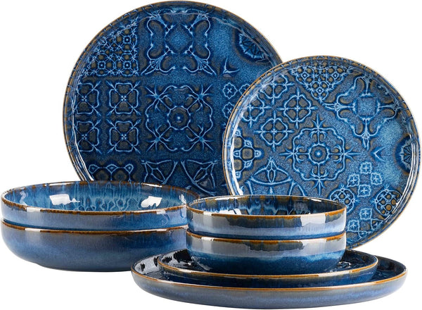 MÄSER 934063 Seria Tiles Set veselă modernă vintage pentru 2 persoane cu design maur Seturi vesela masa Naty Shop Albastru Scandi-Form