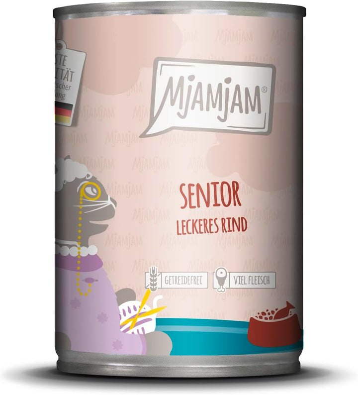 Mjamjam - Hrană umedă premium pentru pisici - Senior - Juicy Chicken, 6Pack (6X800G), fără cereale
