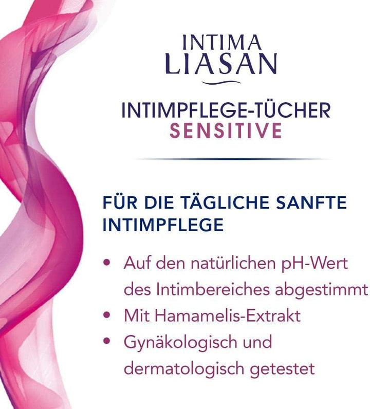 Intima Liasan by Sagrotan Șervețele igienice intime sensibile, fără săpun și fără alcool, 30 bucăți