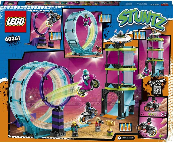 LEGO 60361 City Stuntz Ultimate Stunt Rider Challenge, cascadorii 3In1 pentru 1 sau 2 jucători, cu 2 motociclete de jucărie cu volan pentru copii, set 2023 Seturi de constructie Besuche den LEGO-Store