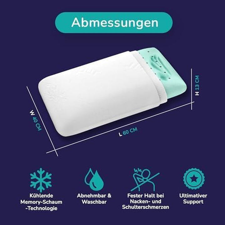 Set de 2 perne pentru susținerea gâtului 40X60-13Cm - Pernă ergonomică de dormit pentru gât și umeri, certificată Oeko-Tex Perne ortopedice cervicale Naty Shop