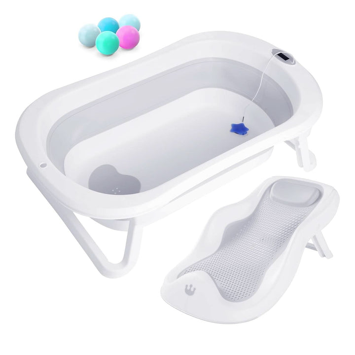 Cada de baie pliabila pentru bebelusi cu perna de baie si termometru integrat Mama si Copilul Naty Shop
