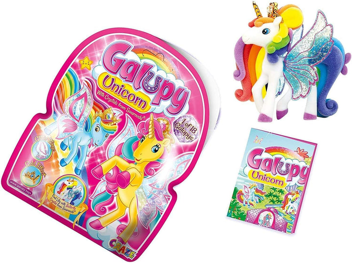 Galupy Unicorn - Pachet de 3 figurine unicorn, jucării unicorn de colecționat, figurine ponei cu aripi strălucitoare și cristal Swarovski Action figures Naty Shop