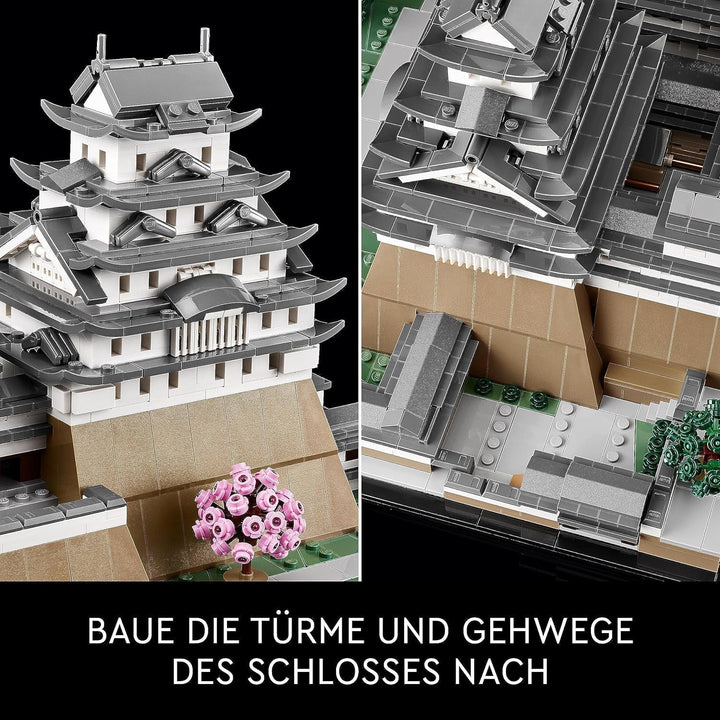 Castelul LEGO Architecture Himeji, Kit model pentru adulți, Colecția Landmark, Set pentru fanii grădinăritului creativ și ai culturii japoneze, cu copac cu flori de cireș, cadou pentru el și ea 21060 Seturi de constructie Besuche den LEGO-Store