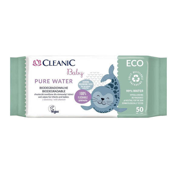 Baby Eco Șervețele umede cu apă pură pentru copii și sugari - 99% Ige compoziție pe bază de apă - alantoină - fără parfum - spălabile - pentru piele sensibilă Servetele Umede Bebelusi Naty Shop 50 servetele