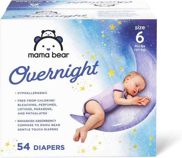 Scutece de unică folosință pentru bebeluși Overnight, hipoalergenice, protecție pe timp de noapte, alb Mama si Copilul Naty Shop 6 (54 bucati)
