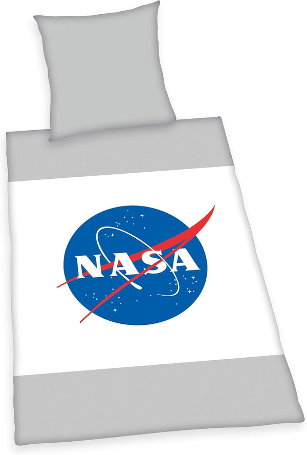 Set de lenjerie de pat NASA, bumbac/renforcé, gri/alb Lenjerie de pat - copii Naty Shop Gri / Alb Mărime austriacă