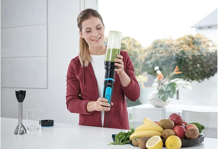 Blender de mână Braun MQ 5252 - Multiquick 5 Vario Fit Blender de mână cu bază de blender din oțel inoxidabil și atașament Blend & Go pentru smoothie-uri pe drum, 750-1000 Watt Mama si Copilul Naty Shop