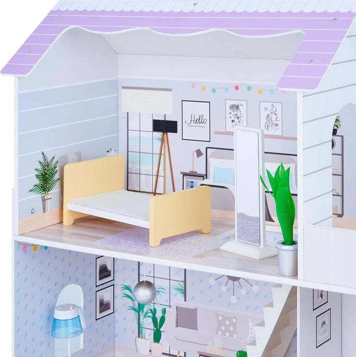 Teamson Kids Olivias Little World Giant Doll House cu 16 accesorii pentru păpuși, casă de păpuși din lemn cu mobilier, cu 3 etaje, casă de păpuși pentru copii pentru păpuși de 12 inci/30 cm, vârsta 3 ani+ Casute de papusi Naty Shop