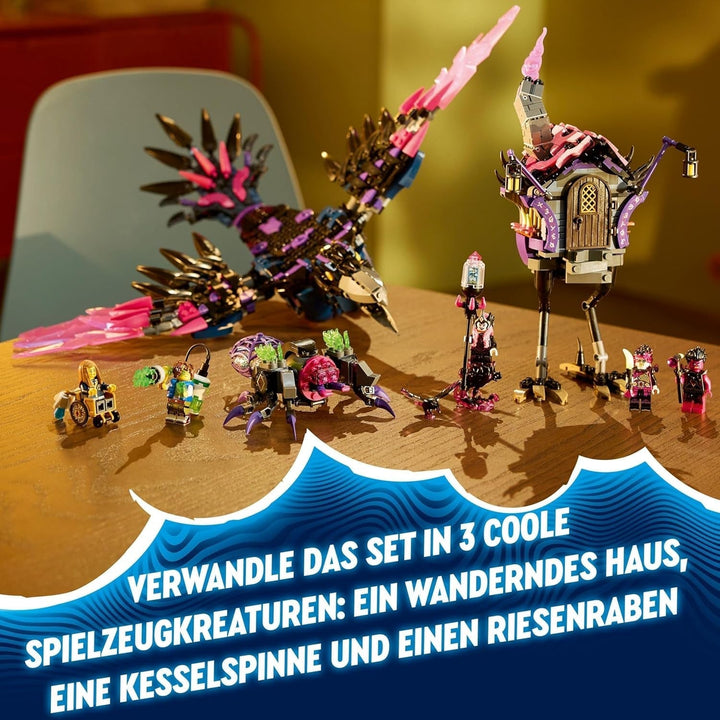 LEGO Dreamzzz 3-In-1 The Midnight Raven Of The Never Witch, Playset pentru băieți și fete de la 9 ani, cu figurine de animale, colibă fantastică pentru a o transforma într-o casă, un păianjen sau o pasăre 71478 Seturi de constructie Besuche den LEGO-Store