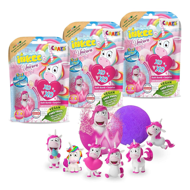INKEE UNICORN | Bomba de baie pentru copii cu surpriza, 100 G, unicorn, parfum de floricele de porumb Mama si Copilul Naty Shop 3X Unicorn