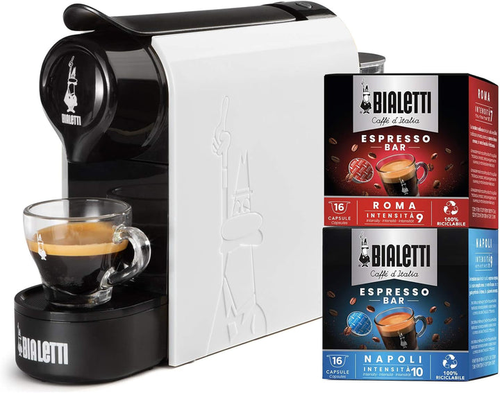 Bialetti Gioia, Espressor pentru capsule fabricat din aluminiu, include 64 de capsule, doar cu capsule, negru