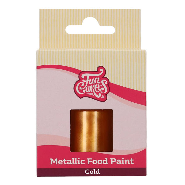 Funcakes Metallic Food Paint Gold: Erzeugen Sie Metallische Effekte Auf Fondant, Marzipan, Blütenpaste, Royal Icing Und Kekse. 100% Essbar, Halal, Geeignet Für Vegetarier Und Veganer. 30 Ml. Coloranti Alimentari Naty Shop Default Title