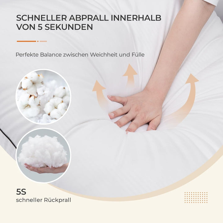 Pernă Sweetnight 80X80 Set de 2, pernă din microfibră 1300G, pernă moale și de susținere a gâtului pentru toate pozițiile de dormit, capac respirabil 100% bumbac, certificat Oeko-Tex Perne standard Naty Shop