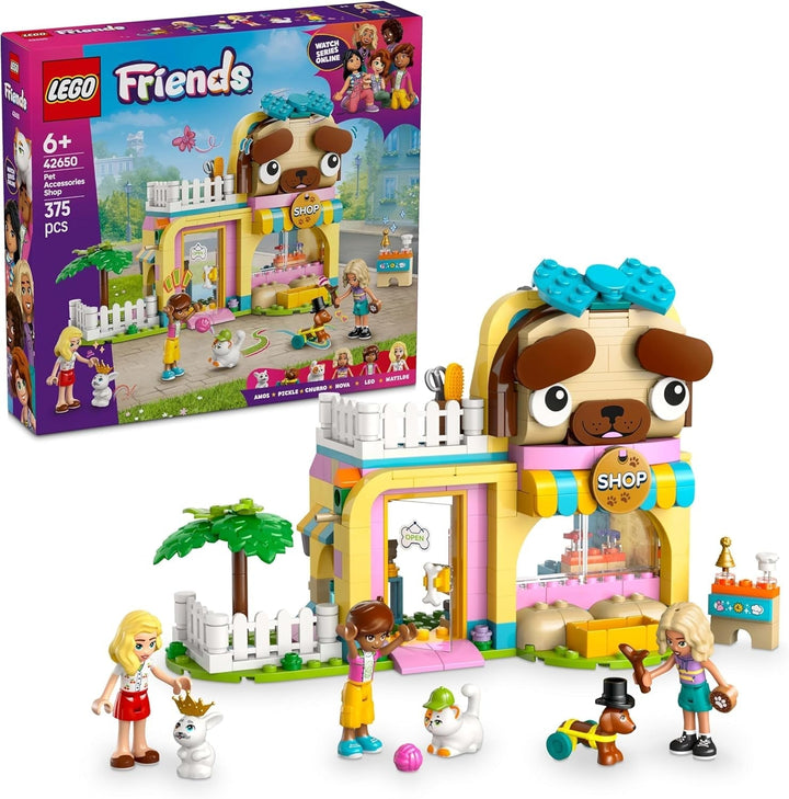 Magazin de accesorii pentru animale LEGO Friends, set de joacă pentru jocuri de rol, jucărie educativă pentru fete de la 6 ani, 3 minifigurine și 3 figuri de animale, pisică, câine și iepuraș, idee de cadou pentru copii 42650 Seturi de constructie Besuche den LEGO-Store Titlu implicit