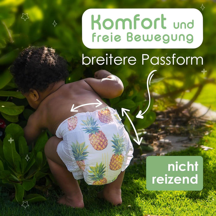 Scutece din bambus organic Pureborn Eco, dimensiune pentru nou-născuți (până la 5 kg), ecologice, hipoalergenice, ultra-moale, cu indicator de umiditate, diverse imprimeuri Mama si Copilul Naty Shop