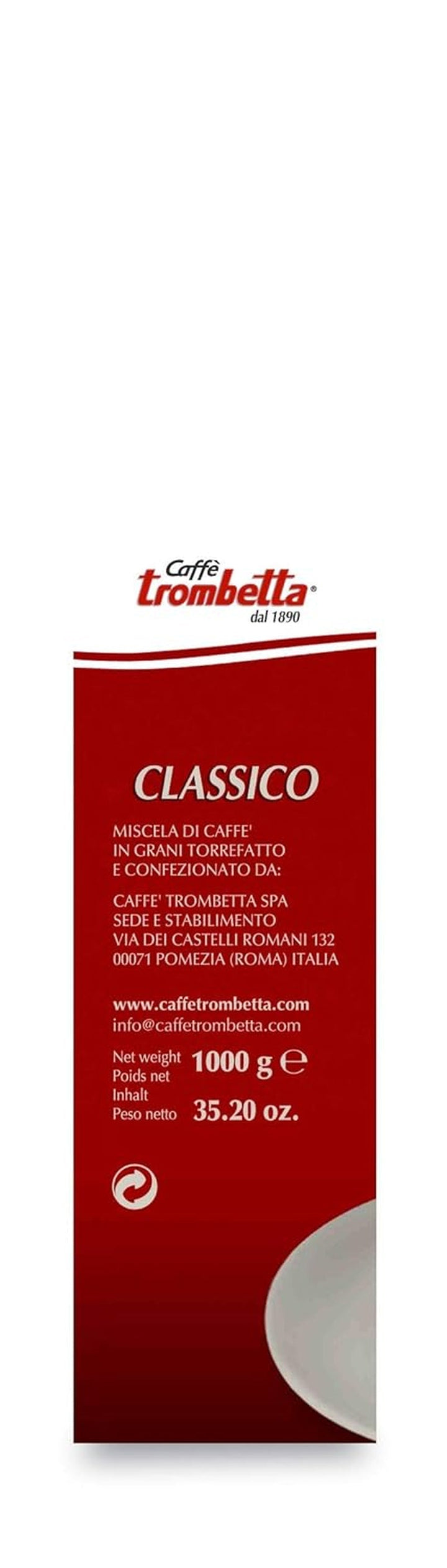 Caffè Trombetta Italia Cafea boabe de cafea prăjită, clasică, 1 Kg Cafea Naty Shop