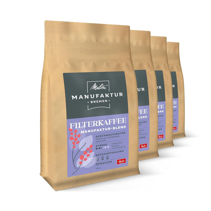 Cafea specială Melitta Manufaktur-Kaffee Caffè Crema, cafea de fermă de origine unică din Costa Rica, prăjită în Germania Cafea Naty Shop 4 x 500 grame Cafea filtrată