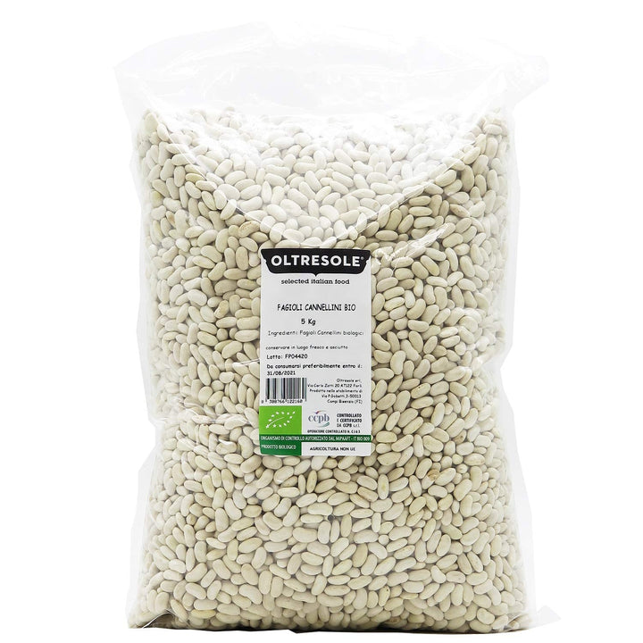 , Fasole bio-canellini 5 kg, leguminoase organice din cultivarea controlată, bogată în Cereale Naty Shop Default Title