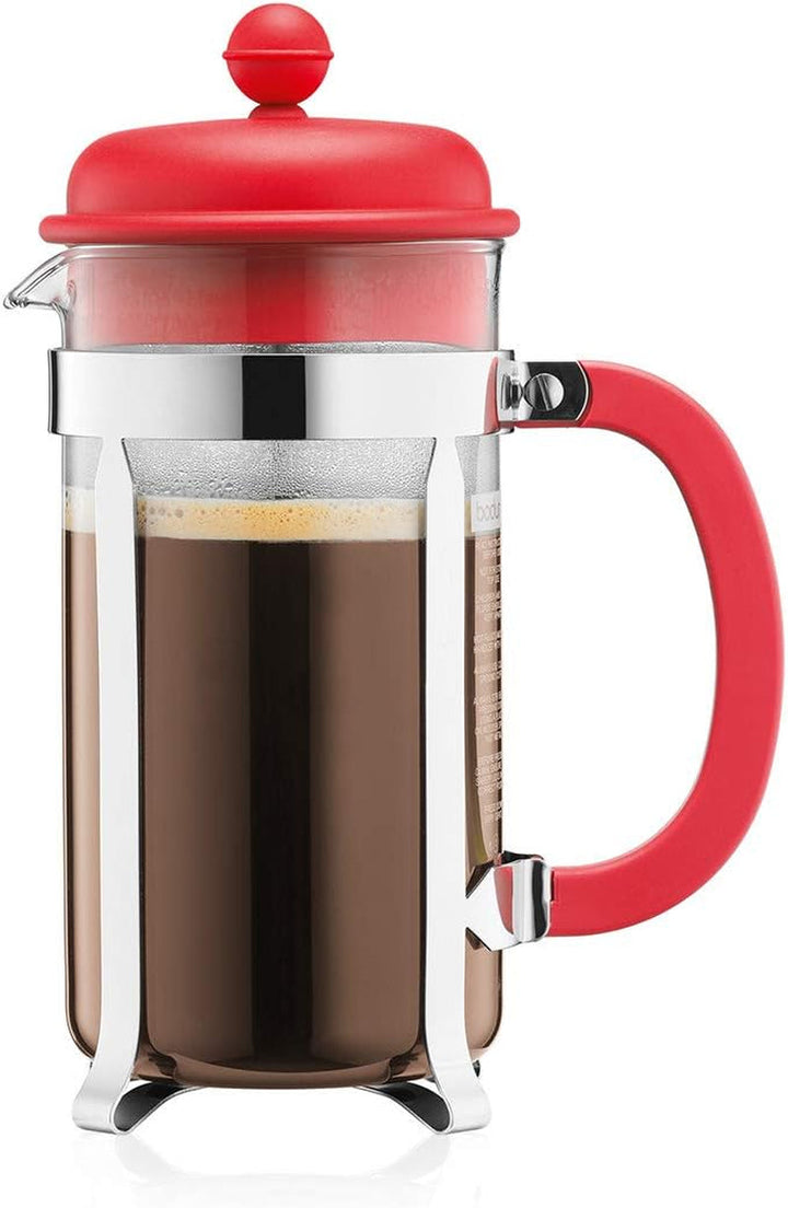 Bodum 1913-01 Cafetieră CAFFETTIERA (sistem French Press, filtru permanent din oțel inoxidabil, 0,35 litri) Negru Espressoare Besuche den Bodum-Store Roșu 8 Cupe