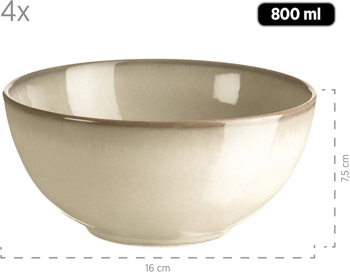 MÄSER 931736 Geschirr-Set Für 4 Personen Im Mediterranen Vintage-Look, 16-Teiliges Kombiservice in Sandigem Grau, Keramik, Sandgrau Seturi vesela masa Naty Shop