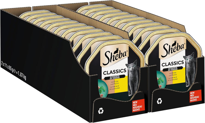 SHEBA Bowl Hrană umedă pentru pisici Clasici în pateu cu somon 2 X 11 X 85G