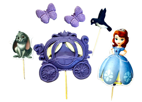 Set 6 decoratiuni comestibile din pasta de zahar, Printesa Sofia Decoratiuni din Pasta de Zahar Naty Shop